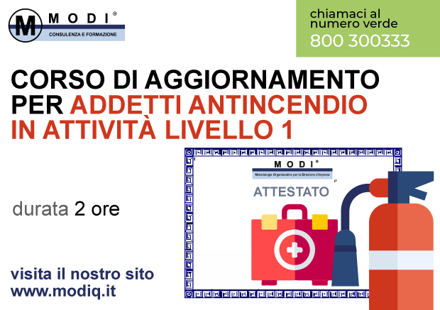Antincendio livello 1 aggiornamento 2 ore